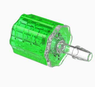 Stationary Male Luer Lock 3/32 Barb in CrystalVu-Lime