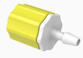 Stationary Male Luer Lock 3/32 Barb in Medical Nylon-Yellow