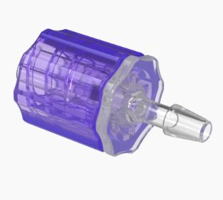 Stationary Male Luer Lock 3/32 Barb in Non Animal Derived Polypropylene-Violet