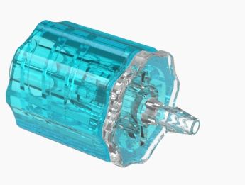 Stationary Male Luer Lock 1/16 Barb in CrystalVu-Berry