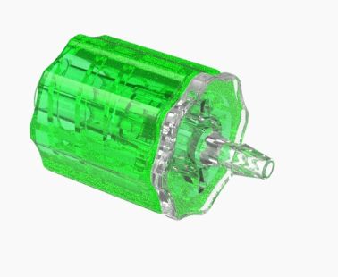 Stationary Male Luer Lock 1/16 Barb in CrystalVu-Lime