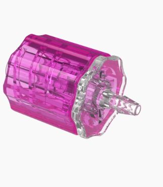 Stationary Male Luer Lock 1/16 Barb in CrystalVu-Rose