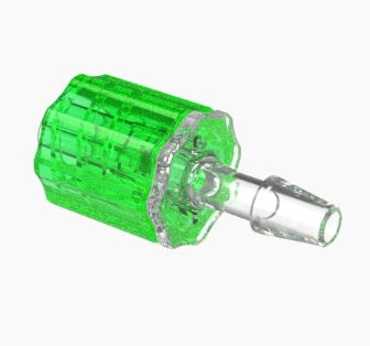 Stationary Male Luer Lock 1/8 Barb in CrystalVu-Lime