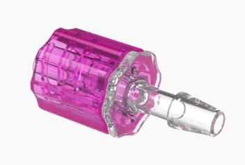 Stationary Male Luer Lock 1/8 Barb in CrystalVu-Rose