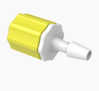 Stationary Male Luer Lock 1/8 Barb in Medical Nylon-Yellow