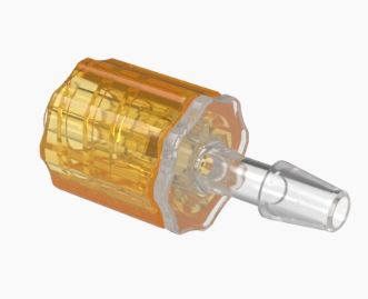 Stationary Male Luer Lock 1/8 Barb in Non Animal Derived Polypropylene-Orange