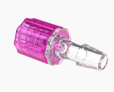 Stationary Male Luer Lock 3/16 Barb in CrystalVu-Rose