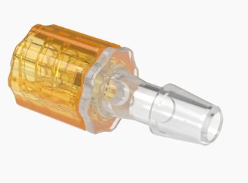 Stationary Male Luer Lock 3/16 Barb in Non Animal Derived Polypropylene-Orange
