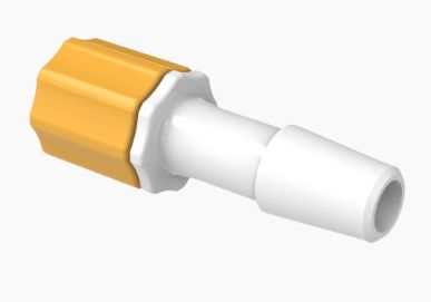 Stationary Male Luer Lock 1/4 Barb in Medical Nylon-Orange