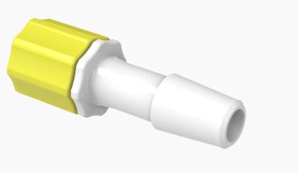 Stationary Male Luer Lock 1/4 Barb in Medical Nylon-Yellow