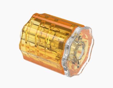 Stationary Luer Lock Plug and Nut Assembly in CrystalVu - Orange