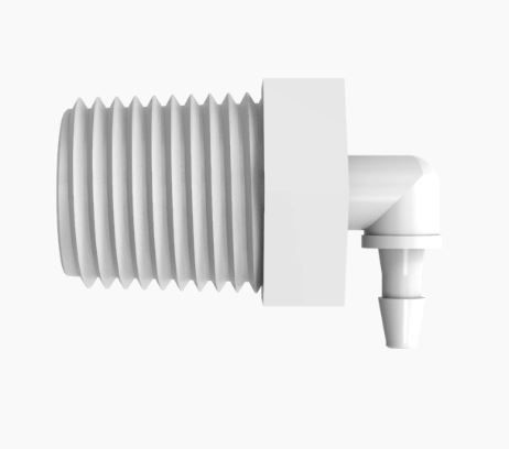 Elbow 1/8" NPT Thread x 1/16" Barb Acetal