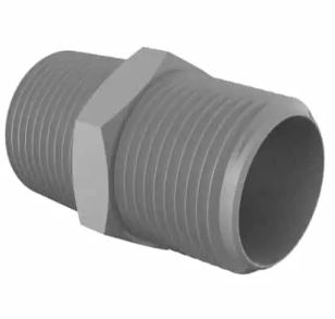 Gray PVDF Nipple 3/4" NPT