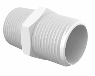 White Polypropylene Nipple 3/4" NPT