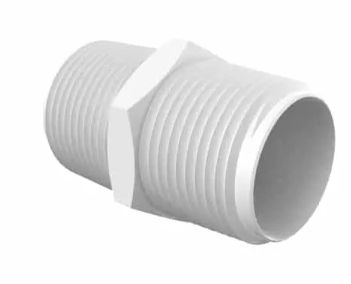 White Polypropylene Nipple 1" NPT