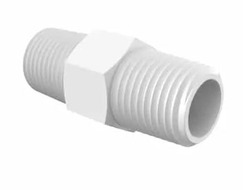 White Polypropylene Nipple 1/8" NPT