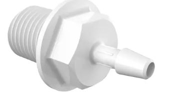 Panel Mount Standard 1/4" NPSM Thread x 5/32" Barb in Natural Kynar 740