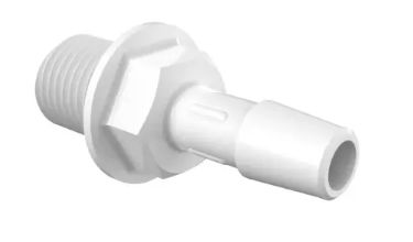 Panel Mount Standard 1/4" NPSM Thread x 5/16" Barb in White Polypropylene