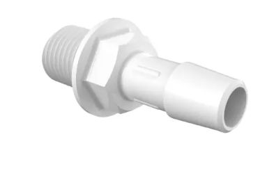 Panel Mount Standard 1/4" NPSM Thread x 3/8" Barb in Medical Nylon