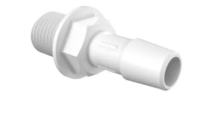 Panel Mount Standard 1/4" NPSM Thread x 3/8" Barb in Natural Kynar 740