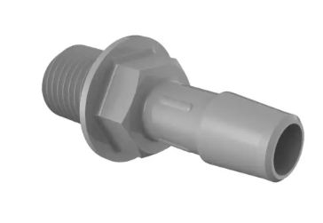 Panel Mount Standard 1/4" NPSM Thread x 3/8" Barb in Gray Kynar