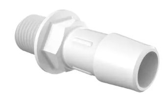 Panel Mount Standard 1/4" NPSM Thread x 1/2" Barb in White Polypropylene