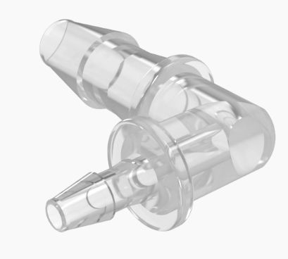 Reduction Elbow 1/8" Barb x 1/16" Barb Polypropylene - Cleanroom Manufactured