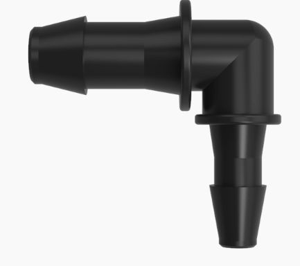 Reduction Elbow 3/16" Barb x 1/8" Barb Black Nylon