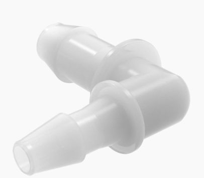 Reduction Elbow 3/16" Barb x 1/8" Barb Natural Kynar 740