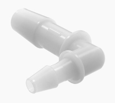 Reduction Elbow 1/4" Barb x 1/8" Barb Natural Kynar 740