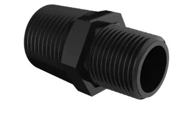 Conversion Nipple 1/2" NPT x 3/8" NPT in Glass Filled Black Nylon