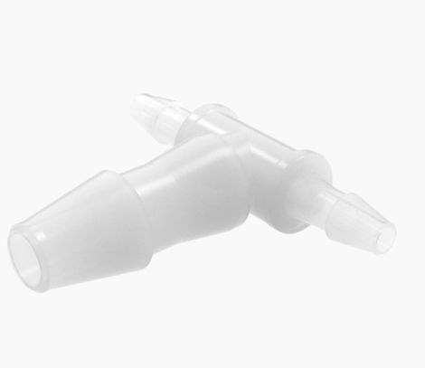 Reduction Tee w/ 1/16" Barb x 1/8" Barb in Natural Kynar 740 - Cleanroom Manufactured