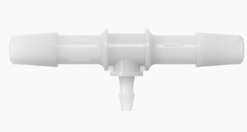 Reduction Tee 1/4" Barb x 3/32" Barb Natural Kynar 740