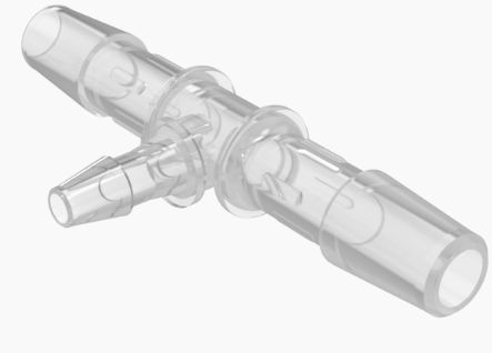 Reduction Tee 1/4" Barb x 1/8" Barb Polypropylene
