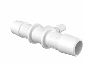 Reduction Tee 1/2" Barb x 1/4" Barb White Polypropylene