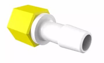 Straight Female Swivel 3/8" Barb in Natural Nylon - Yellow