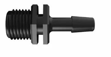 Straight Male Swivel 1/4" Barb in Black Nylon