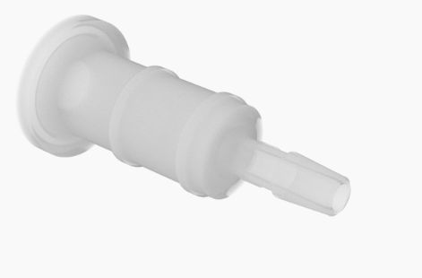 Cleanroom Mini Sanitary Flange x 1/4" Barb in Natural Kynar 740