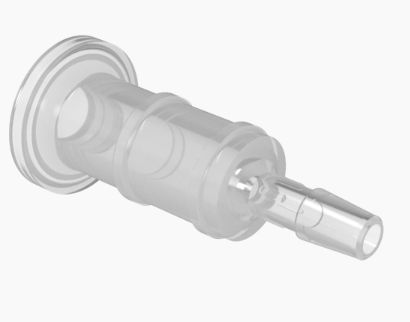Cleanroom Mini Sanitary Flangex 1/4" Barb in Non Animal Derived Polypropylene