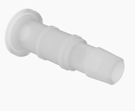 Cleanroom Mini Sanitary Flange to 1/2" Barb in Natural Kynar 740