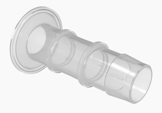 Cleanroom 1" Sanitary Flange x 1" Barb in Polypropylene - 5 PACK