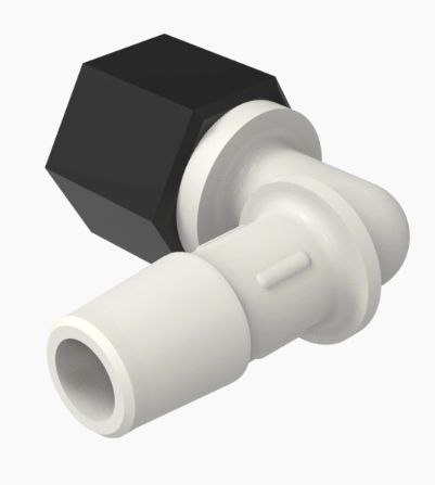 90 Degree Female Elbow 3/8" Barb in Natural Nylon - Black