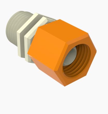 9/16-18 UNF M/F Plug and Nut Assy in Natural Nylon - Orange