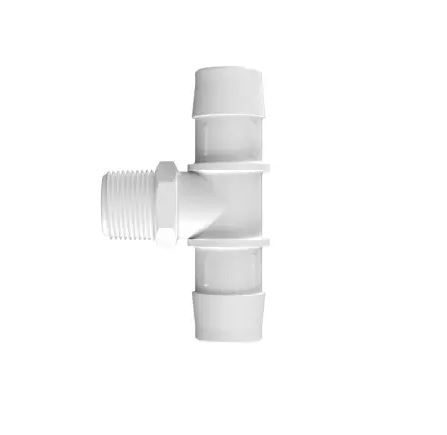 Natural Kynar 740 Tee 3/4" NPT x 1" Barb - Cleanroom Manufactured