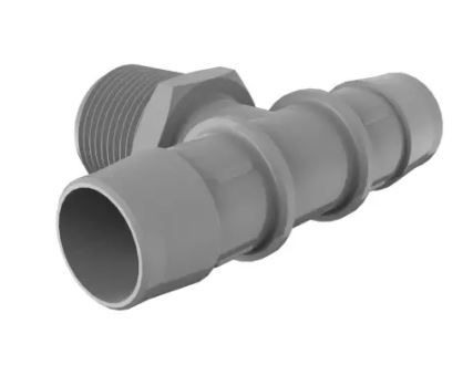 Gray Kynar T 1" NPT x 1" Hose Barb