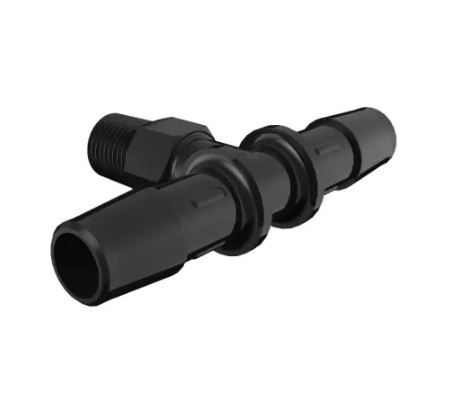 Glass Filled Black Nylon Tee 1/8" NPT-3/8" Barb