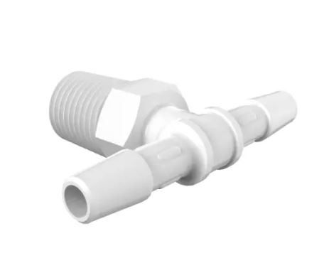 Non-Animal derived poly. Prop. Tee 1/4" NPTx1/4" Barb