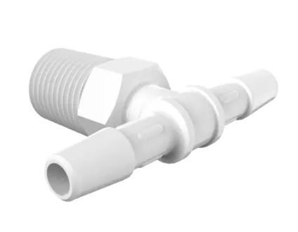 Natural Kynar 740 Tee1/"BSPT x 1/4" Barb