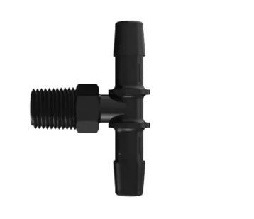 Black Nylon Tee 1/4"BSPT x 3/8" Barb