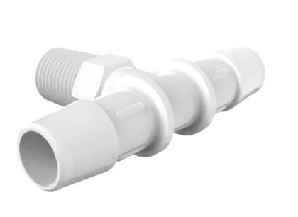 Natural Kynar 740 Tee 1/4"BSPT x 1/8" Barb